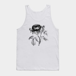 Black Rose Flower Vintage Botanical Illustration Tank Top